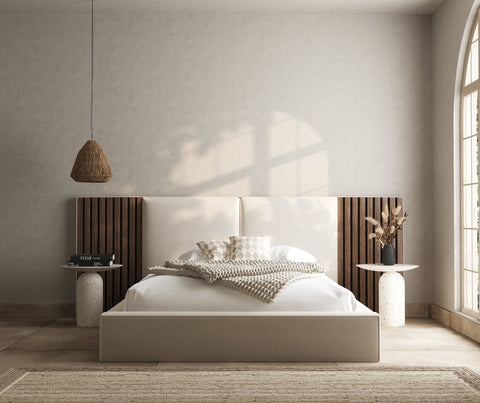 Harper Bed with Optional Acoustic Slatted Overhang Wings